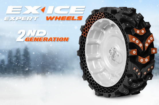 Широкие безвоздушные колеса созданы специально для снегоуборщиков. Колеса EX‑ICE обладают лучшим сцеплением с поверхностью среди всех зимних шин. Лучшая проходимость и маневренность в классе снегоуборщиков.