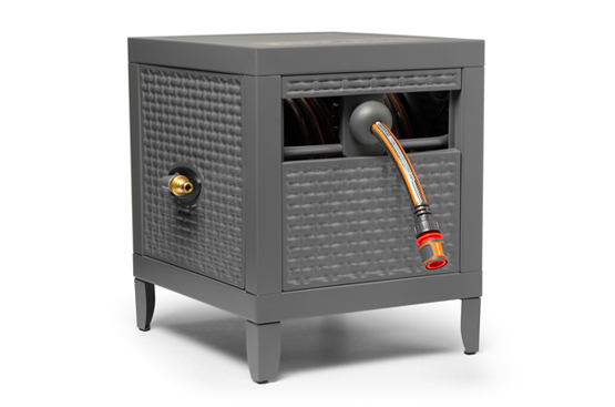 Катушка выполнена из стали и покрыта порошковой краской, что делает ее устойчивой к воздействия окружающей среды.